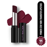 Hilary Rhoda Power Stay NonTransfer Lipstick | Matte Finish | Infused with Vitamin E & Shea Butter | Lightweight & Highly Pigmented | Glides Easily & Smudge-Proof |3.2g (Perfect Plum - Shade 11)