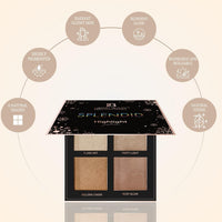 Lakyou Beauty Splendid Highlighter Palette | 4 Natural Shades | Highly pigmented | Easily Blendable | Melts Into Skin | 18g
