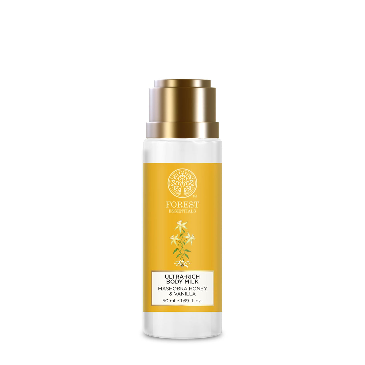 Forest Essentials Travel Size Ultra-Rich Body Milk Mashobra Honey & Vanilla| Natural Moisturizing Body Lotion For Instant Hydration | Ayurvedic Body Moisturizer, Paraben Free| For Women & Men | 50 ml
