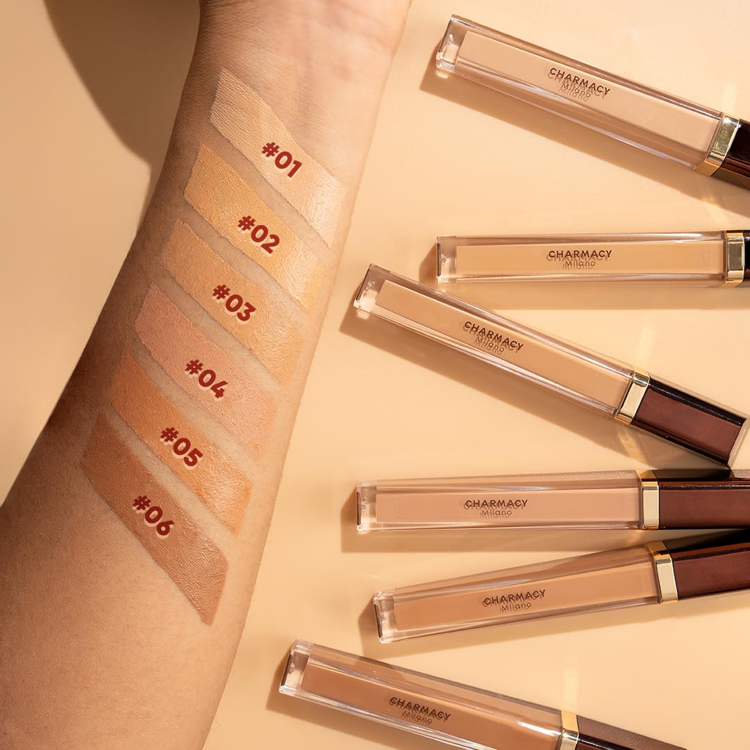 Charmacy Milano Concealer - 3 Correct & Cover Spots | Full Coverage & Lightweight Concealer | Jojoba Oil Nourished, 7 ML