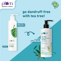 Plum Tea Tree Dandruff Control Shampoo I With Tea Tree Oil,Propanediol Caprylate&Willow Bark Extracts I For All Hair Types Dandruff Control|Sulphate Free|Paraben- Free I 100% Vegan|250 Ml,2 Count