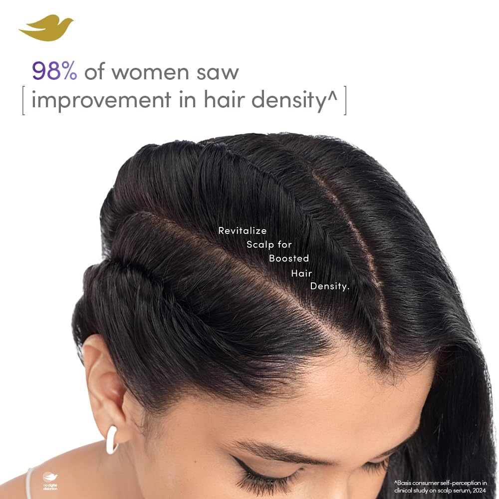 Dove Scalp + Hair Therapy Density Boost Revitalizing Scalp Serum with active ingredients 2.5% Niacinamide and 1.5% Zinc-peptides for visibly denser hair growth