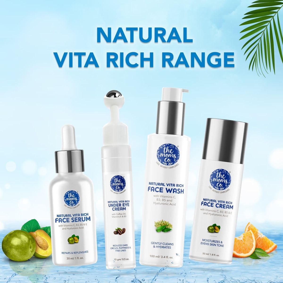 The Moms Co. Natural Vita Rich Face Wash | All Skin Types | With Vitamins C, B3 & B5, Neem Extract and Witch Hazel 25 ML