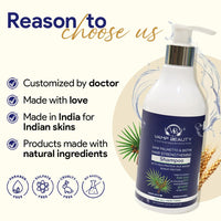 Vamp Beauty Strengthening Shampoo with Saw Palmetto & Biotin | Controls Hair Fall, Repairs Damage | Enriched with Silk Protein, Rice Water & Wheat Protein | For All Hair Types | 300ml