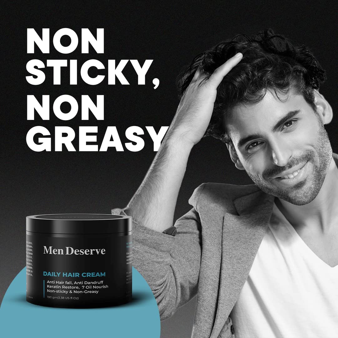 Men Deserve Daily Hair Cream (7 oil nourish) for Hair fall control, Dandruff Control,and Keratin Restore