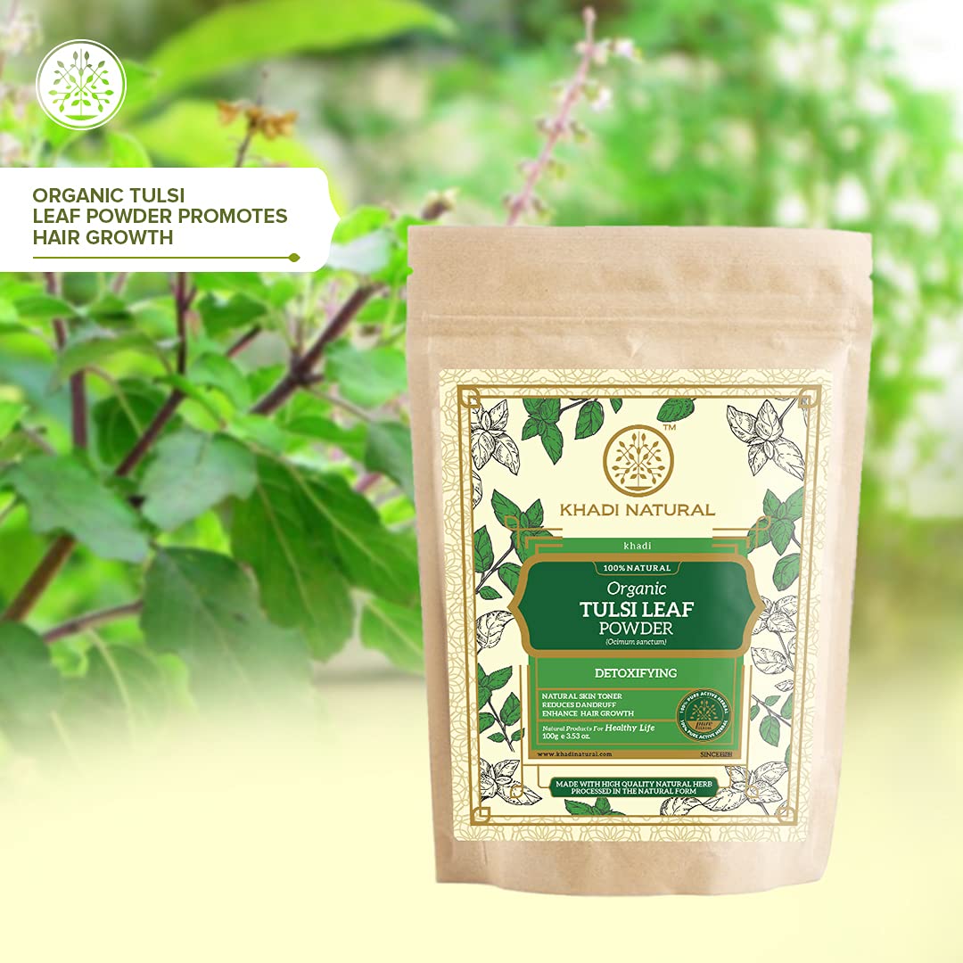 KHADI NATURAL Tulsi Leaf Organic Powder Pack of 2 (2x100gm) 200gm