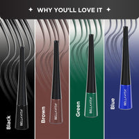 BELLAVITA Intense Drama Waterproof Eyeliner, Green, Matte Finish, Smudge-Proof, Fast-Drying, Felt Tip Applicator, Enriched with Biotin, 3.5 ml
