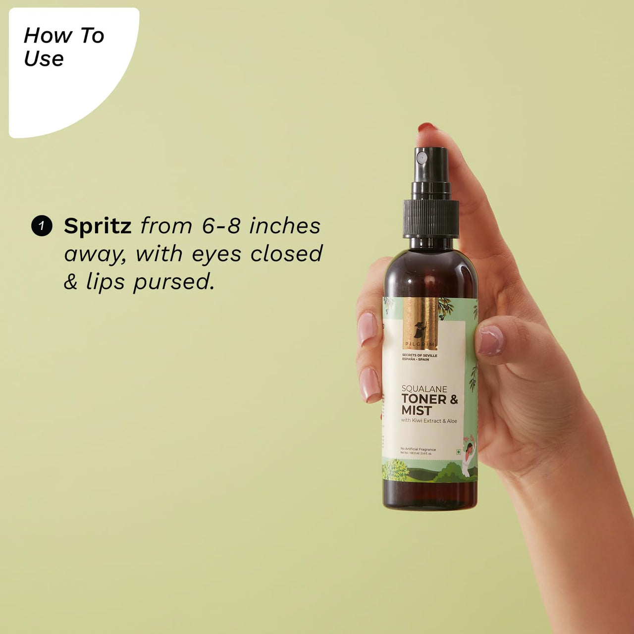 Pilgrim Spanish Squalane Face Toner for glowing skin | Refreshes & hydrates skin | Alcohol-free toner for open pores tightening|Toner for oily skin|Toner for acne prone skin | Toner for dry skin|100ml