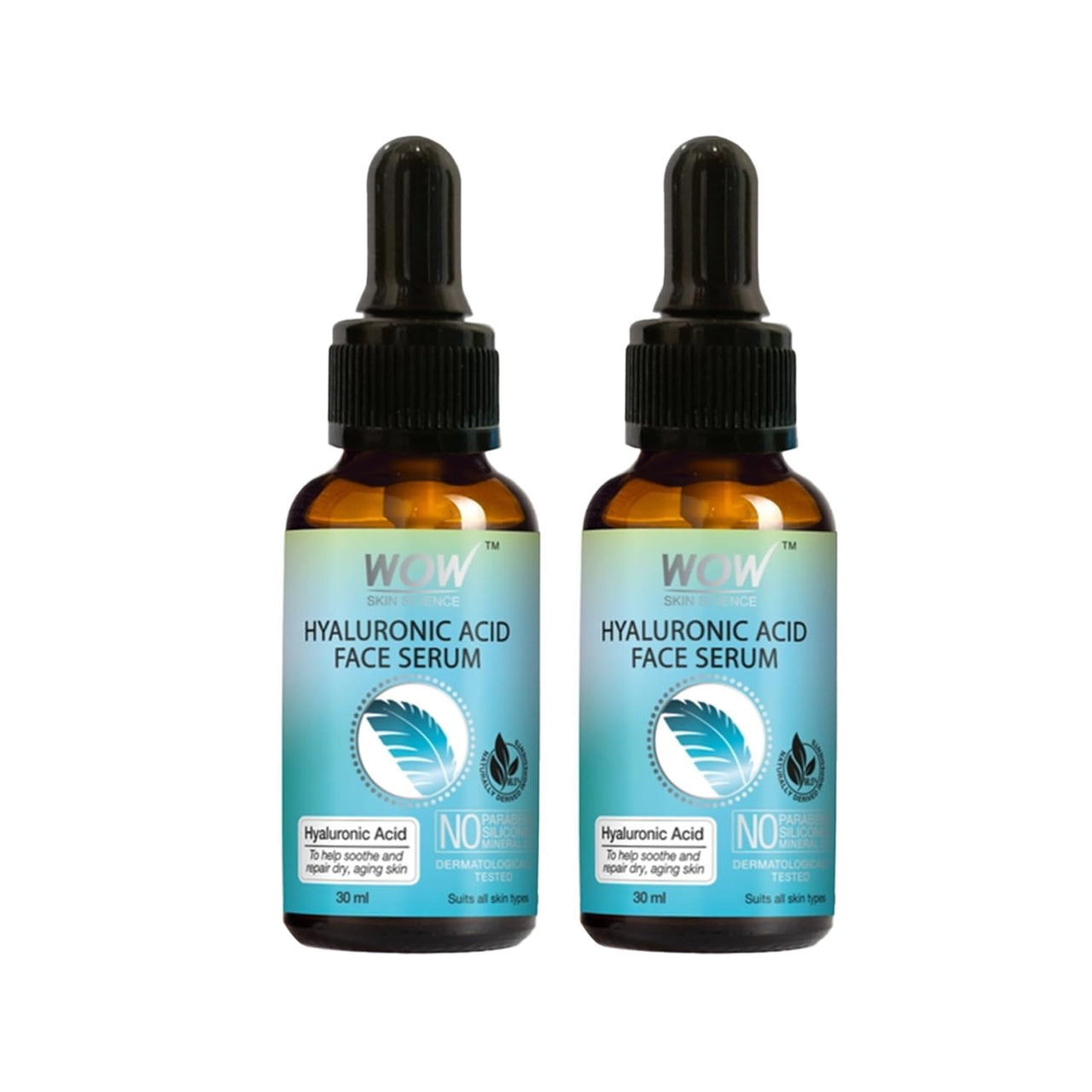 WOW Skin Science Hyaluronic Acid Moisturising Face Serum - Soothing & Repairing Dry and Aging Skin - For All Skin Types - No Parabens, Silicones & Mineral Oil- 30ml | Pack of 2