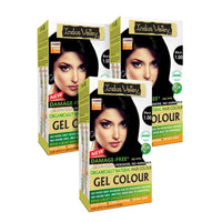 INDUS VALLEY Damage Free Natural Gel Hair Colour For Women|Ammonia & Ppd Free Organic Hair Colour With 100% Grey Coverage, Long Lasting Conditioning Hair Color|Black 1.0-Pack Of 3 (3X220 = 660 Ml)