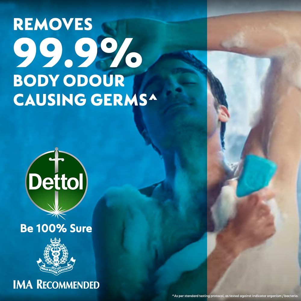 Dettol Icy Cool Bathing Soap Bar With 2x Menthol (600gm), 125gm + 20% Extra Free, Pack of 4