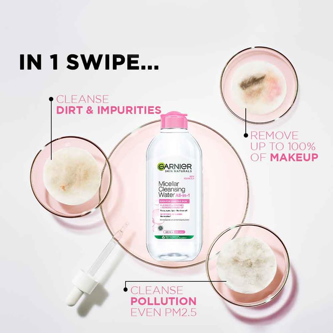 Garnier Skin Naturals, Cleansing Water, Hydrating & Soothing, Micellar Cleansing Water, 400ml (Pack of 2)