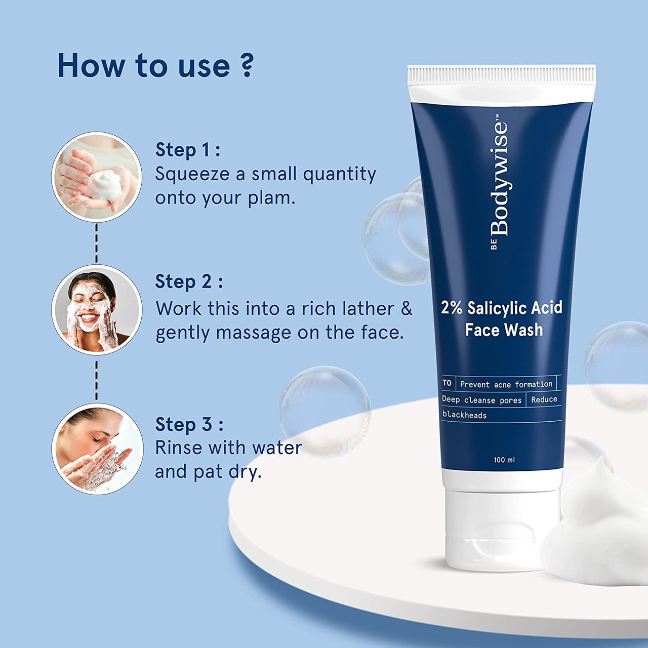 Be Bodywise 1% Salicylic Acid Body Wash & 2% Salicylic Acid Face Wash | With Allantoin & Chamomile Extract | Deep Cleanses Skin & Prevents Acne | Paraben & SLS Free | 350ml