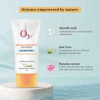 O3+ Bridal Radiance Facewash for all Skin Type 75ml | With Glycolic Acid and Vitamin C