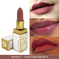 Just Herbs Natural & Organic Herb Enriched Ayurvedic Creamy Matte Lipstick For Dry & Chapped Lips- Paraben & Chemical Free Lipstick (Mauvish Brown, Shade no. 7)