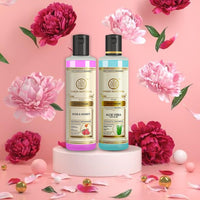 Khadi Natural Aloe Vera Face Wash with Scrub & Rose & Honey Body Wash | For Younger-Looking Skin |Improves Complexion| Paraben & SLS Free | 210 ml each