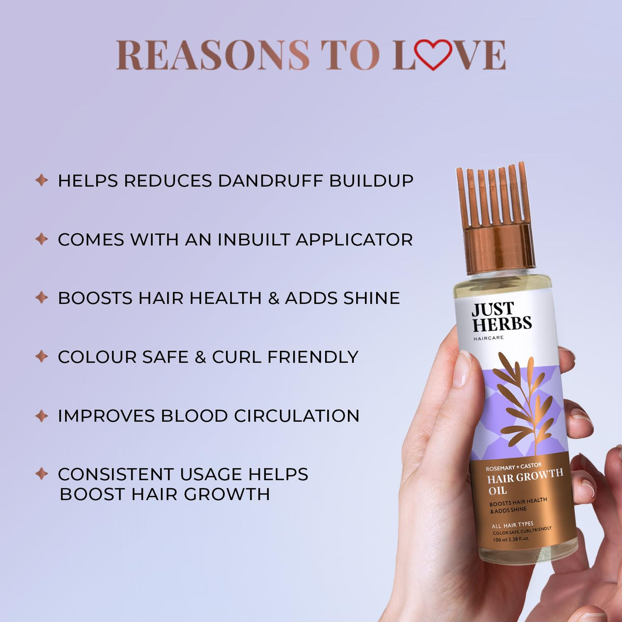 Just Herbs Rosemary Hair Growth Oil Promotes Hair Growth and Reduces Hairfall & Dandruff 100 ml
