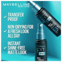 Maybelline New York Setting Spray, Transfer-proof, 24H Oil-Control Formula With Witch Hazel, Fit Me Matte + Poreless, 60 ml (Pack of 2)