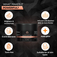 The Man Company Skin Brightening Cream - 50gm for Glowing Radiant Skin | Enriched with Multani Mitti, Coco Butter, Hyaluronic Acid | Reduces Acne & Dark Spots Naturally