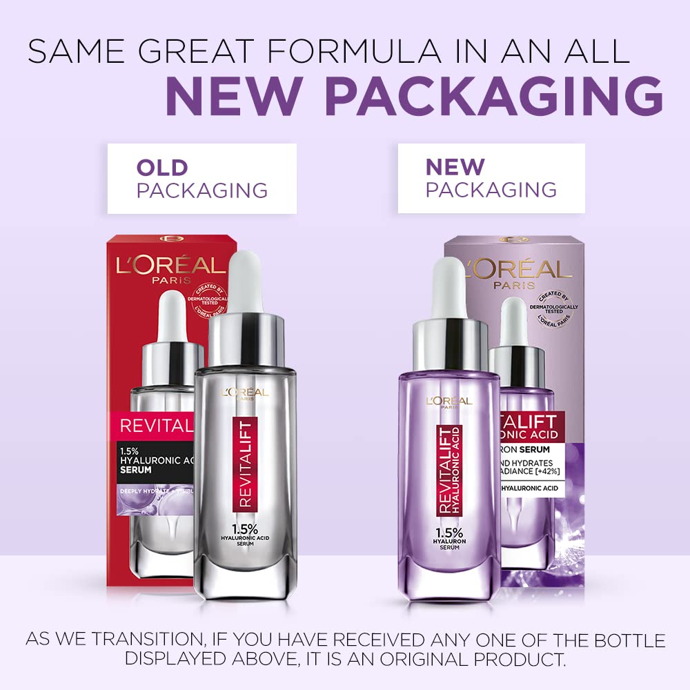 L'OREAL PARIS Revitalift 1.5% Hyaluronic Acid Face Serum, 15 Ml & L'OREAL PARIS Elseve Extraordinary Oil, 30 Ml