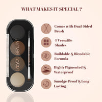 Lakyou Beauty Eyebrow Cake(Enhancer) | Comes With 4 Natural Shades And A Dual Side Brush one side angel and A Spoolie | Wterproof | 16g