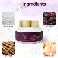 Vamp Beauty Kojic Acid Skin Brightining Night Cream | For Improving Skin Shade | Helps with Hyperpigmentation, Dark Spots | Enriched with Niacinamide, Mulberry & Licorice; For All Skin Types