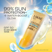 Lakmē Sun Expert SPF 50 PA+++ Gel Sunscreen, Niacinamide | Water-Light|For Oily & Combination Skin| Non-sticky | For All Skin Types, For UVA/B Protection,No White Cast 50g
