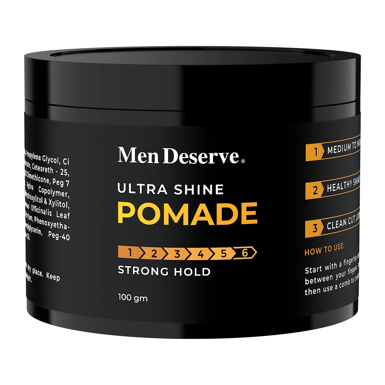 Men Deserve - Hair Pomade for Men (100g) | Strong Hold and Wet Look | Paraben, Sulphate, and Petroleum Jelly Free | Enriched with Rosemary Leaf Extract and Vitamin E Oil | Water Based