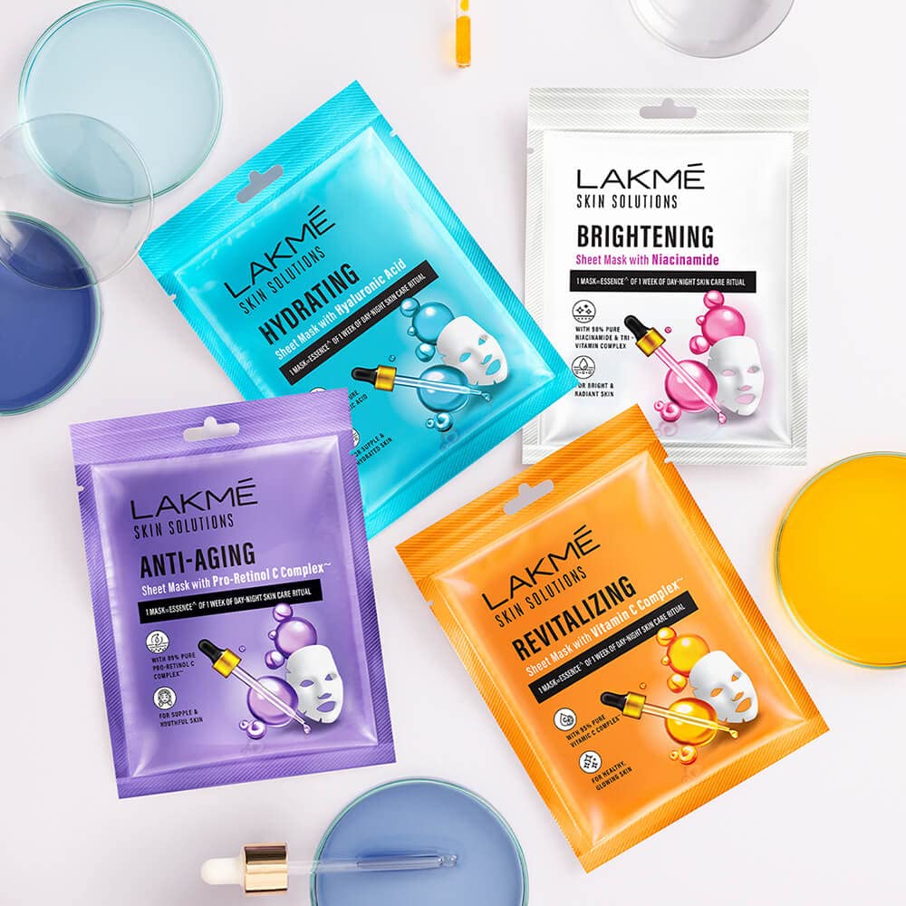 Lakmé Skin Solutions Sheet Mask Brightening With Niacinamide 25Ml, Pack Of 2