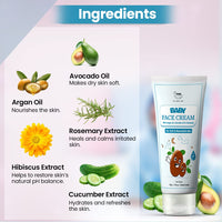 TNW-THE NATURAL WASH Baby Face Cream 50gm | With Hibiscus Extract, Argan & Avocado Oil | For Soft & Nourished Skin | Light, Non-Sticky & Quick Absorbing | 24-Hour Moisturization | For Kids 0-10 Years
