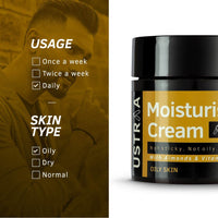 USTRAA Moisturising Cream - Oily Skin - 100g | Long-lasting moisturization & Hydration | Quick Absorption | with Shea Butter | No Parabens, No Mineral Oils