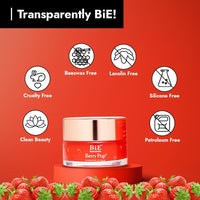 BiE Berry Pop Hydrating Lip Balm with Vitamin E, Jojoba Oil & Squalane | Smoothens, Plumps & Depigments | Tinted Strawberry Lip balm | 5g