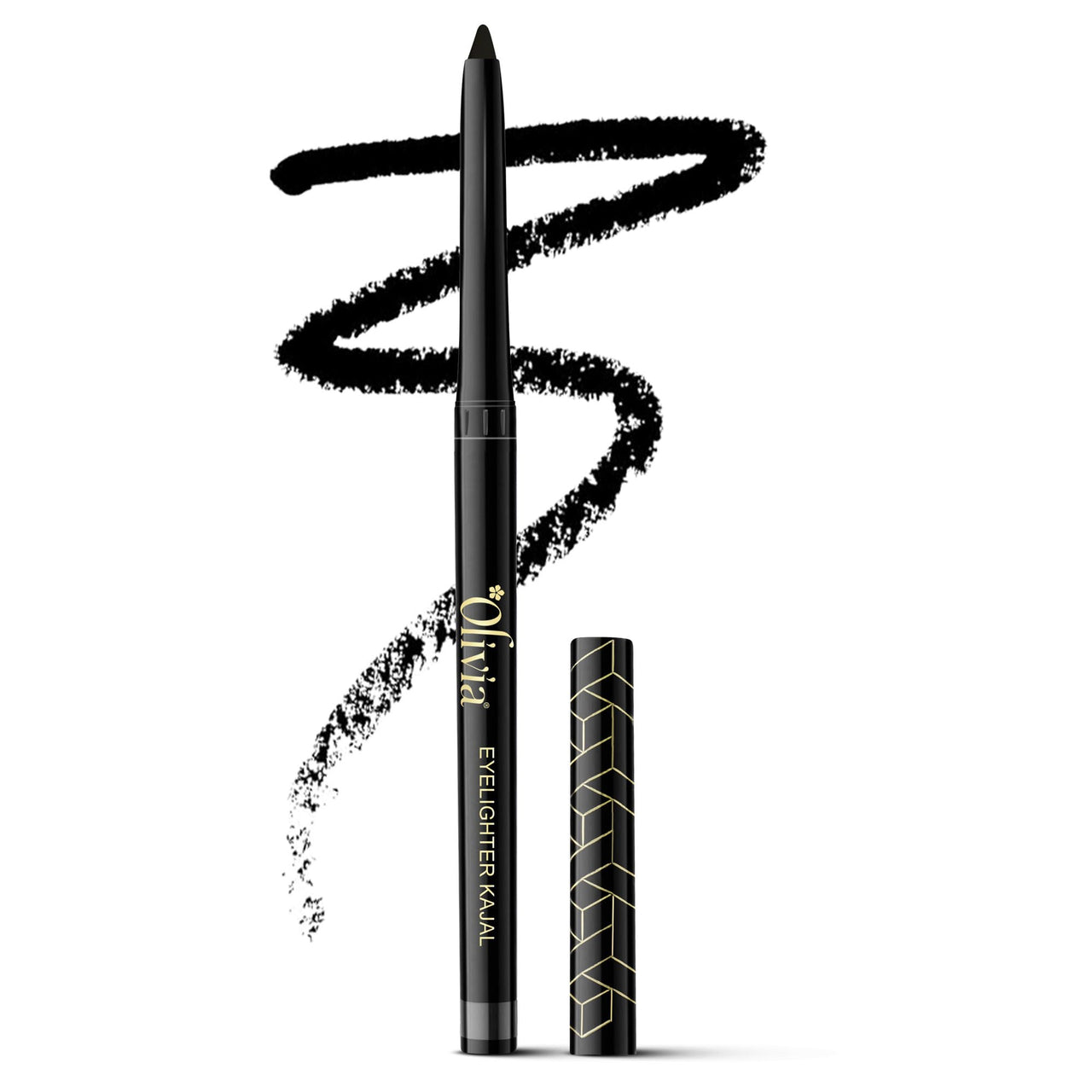 Olivia Eye Lighter Kajal - Black, 0.3G Long Lasting, One Stroke Smooth Glide,Waterproof, Smudgeproof & Fadeproof, Matte Finish Eye Makeup