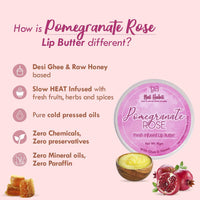 Nat Habit Lip Balm Fresh Infused Pomegranate Rose Lip Butter With Desi Ghee & Raw Honey For Lip Pigmentation, Lightening, Dark And Chapped Lips, 10gm