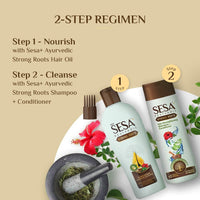 SESA Ayurvedic Strong Roots Hair Care Combo With Hair Strengthening Oil (200Ml) And Shampoo + Conditioner (200Ml) For Men & Women | Paraben-Free