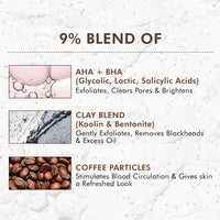 mCaffeine Pore Cleanse Coffee Cookie Detan Face Mask | 9% AHA BHA, 3% Charcoal Beads, Coffee Clay Mask | Reduces Blackheads | 10 mins Charcoal Face Pack | Detan Pack for All Skin Types - 100g