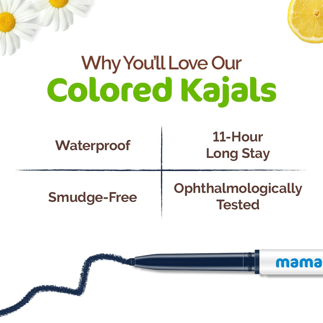 Mamaearth Deep-Ocean Blue Matte Long Stay Cream Kajal, 0.35 gm