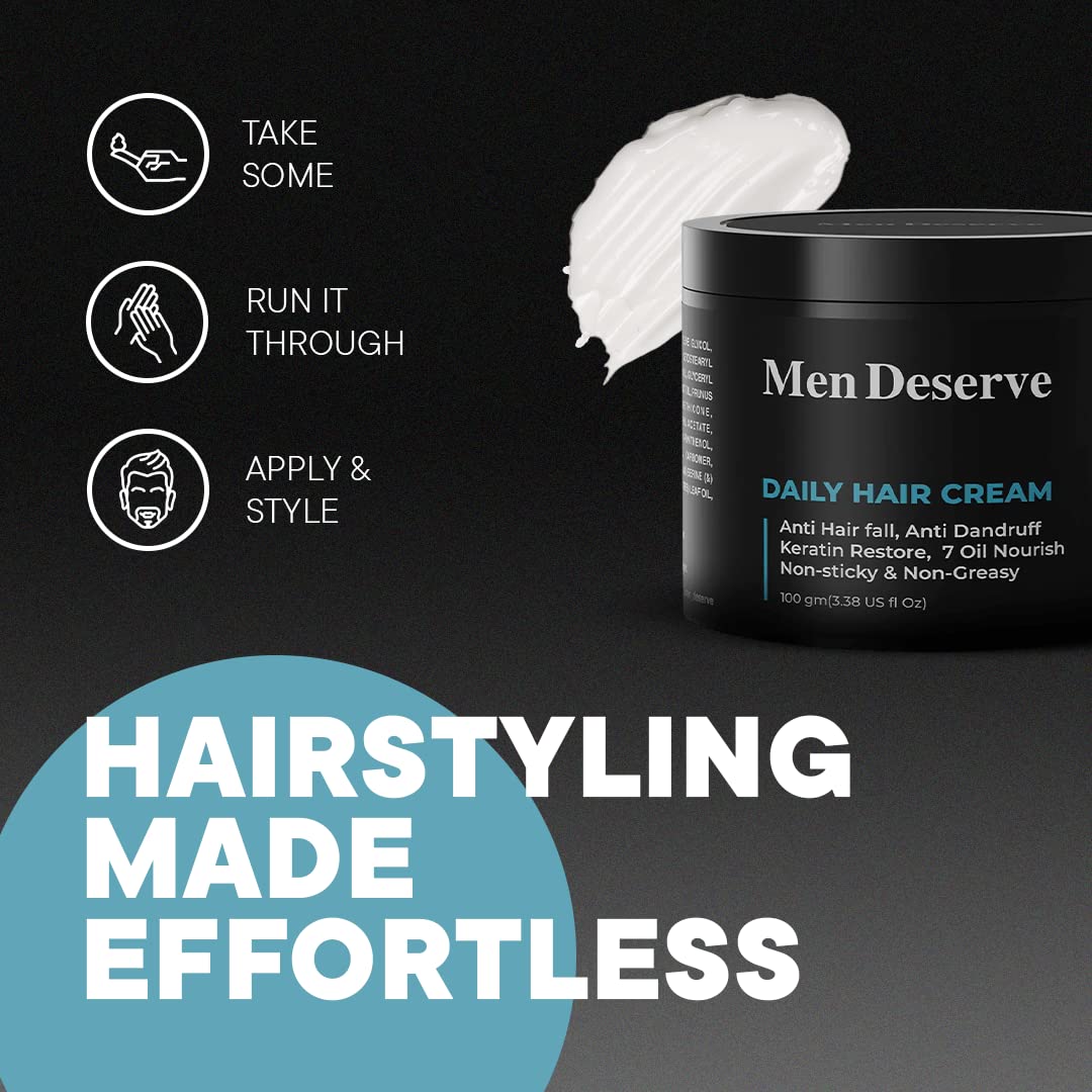 Men Deserve Daily Hair Cream (7 oil nourish) for Hair fall control, Dandruff Control,and Keratin Restore