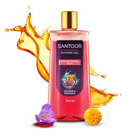 Santoor Brightening Shower Gel With Natural Saffron & Marigold Extracts| For Men & Women| For Glowing Skin| Suitable For All Skin Types| No Parabens| No Silicones| 250ml