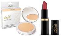 Iba Halal Care Pure Lips Moisturizing Lipstick Shade, A85 Pink Nectar, 4g & Iba Halal Care Perfect Look Long Wear Mattifying Compact, 02 Medium Shell, 9g