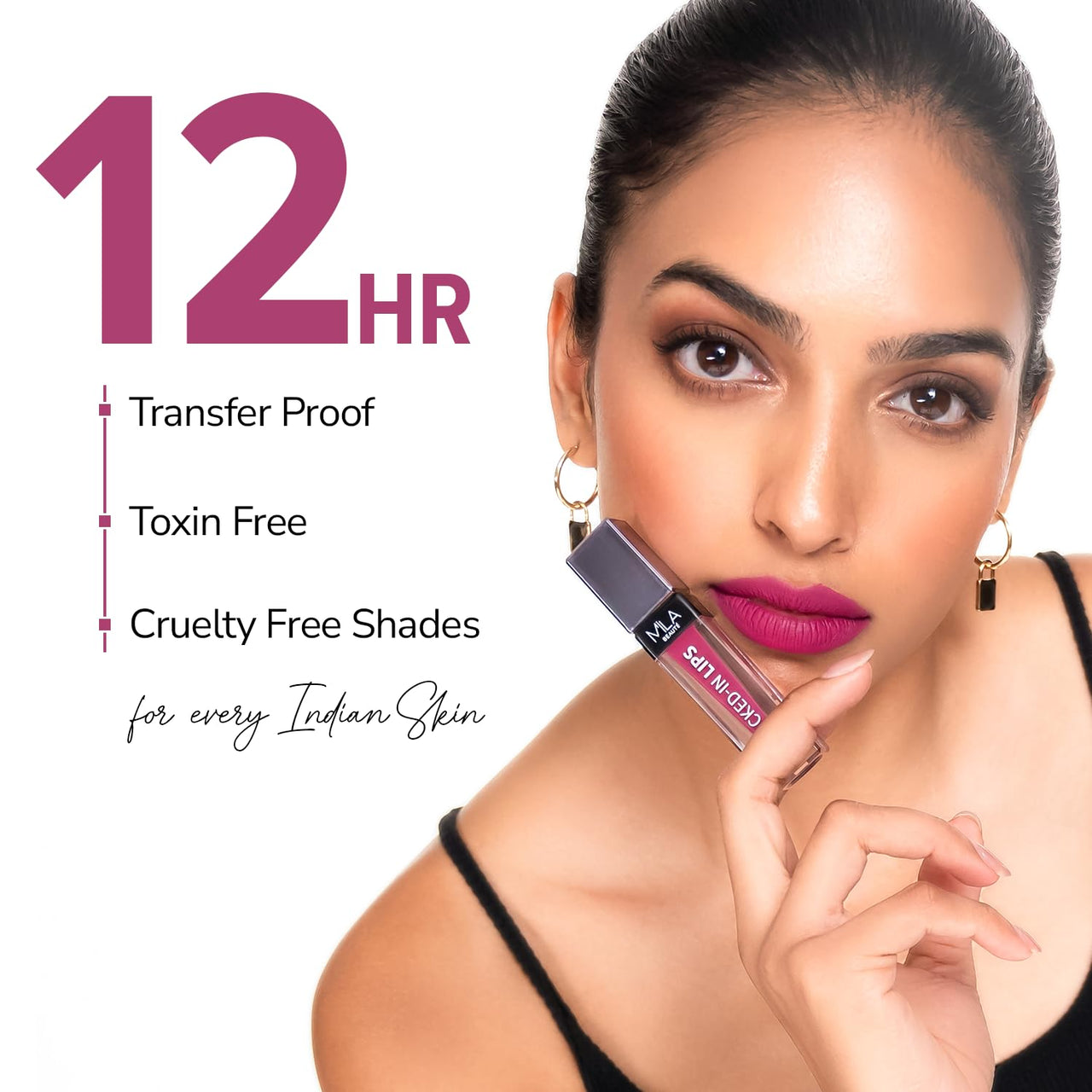Mila Beauté Locked In Lips Transfer Proof Liquid Lipstick | Lasts Upto 12 Hrs. | Highly Pigmented and Hydrating | Transfer Proof Formula with Hyaluronic Acid | Smooth Glide Application - (Pink Cola, 4.5 ml)