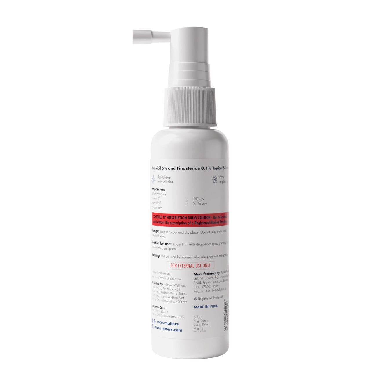 Man Matters Minoxidil 5% with Finasteride Solution Serum I Prevent Hair Loss, Thinning I Revitalise Hair and Beard Regrowth I Alcohol Free, Non-Sticky, Unscented I Extra Strength, 60ml