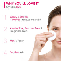 Bioderma Sensibio H2O Daily Soothing Cleanser, Make up Pollution & Impurities Remover Face Eyes Sensitive skin, Pump Bottle, 500ml