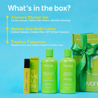 Rivona Naturals Pure Aloe Vera Refreshing Body Care Gift Set | Diwali Gift Set |Gift Box To Pamper Your Loved Ones |100% Natural Rivona Products | All skin types | All Occasion | For Men and women | Birthday & Anniversary Gift | Pack of 4