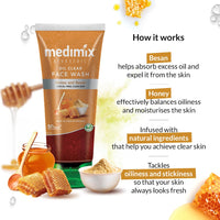 Medimix Ayurvedic Oil clear Face Wash for youthful and glowing skin | With Honey and Besan| 100 ml (Pack of 2)