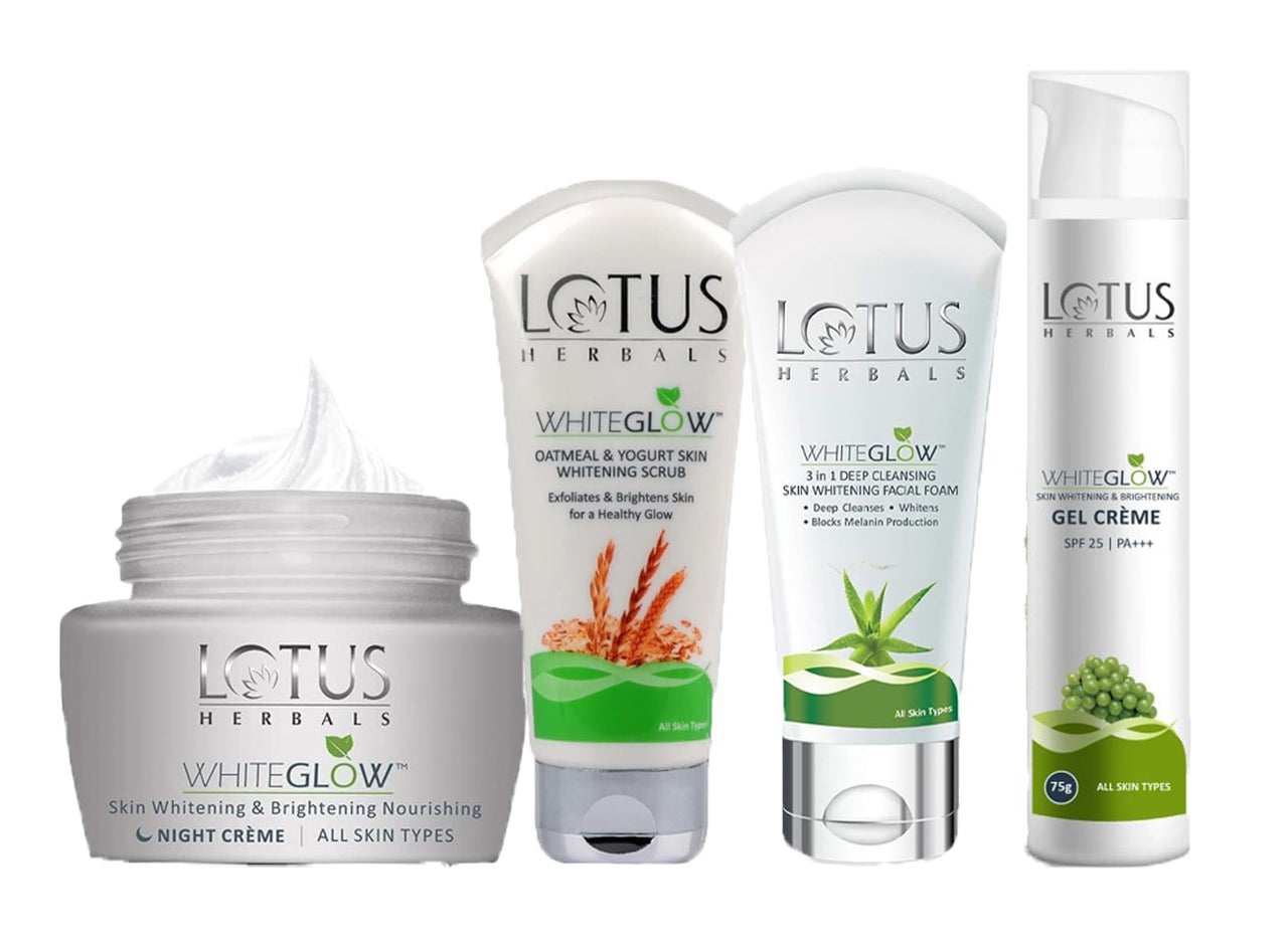 Lotus Herbals WG Bigger Gel Cream_75g + Night Cream_60g + Facial Foam_100g + Oatmeal Scrub_100g (Set Of 4)