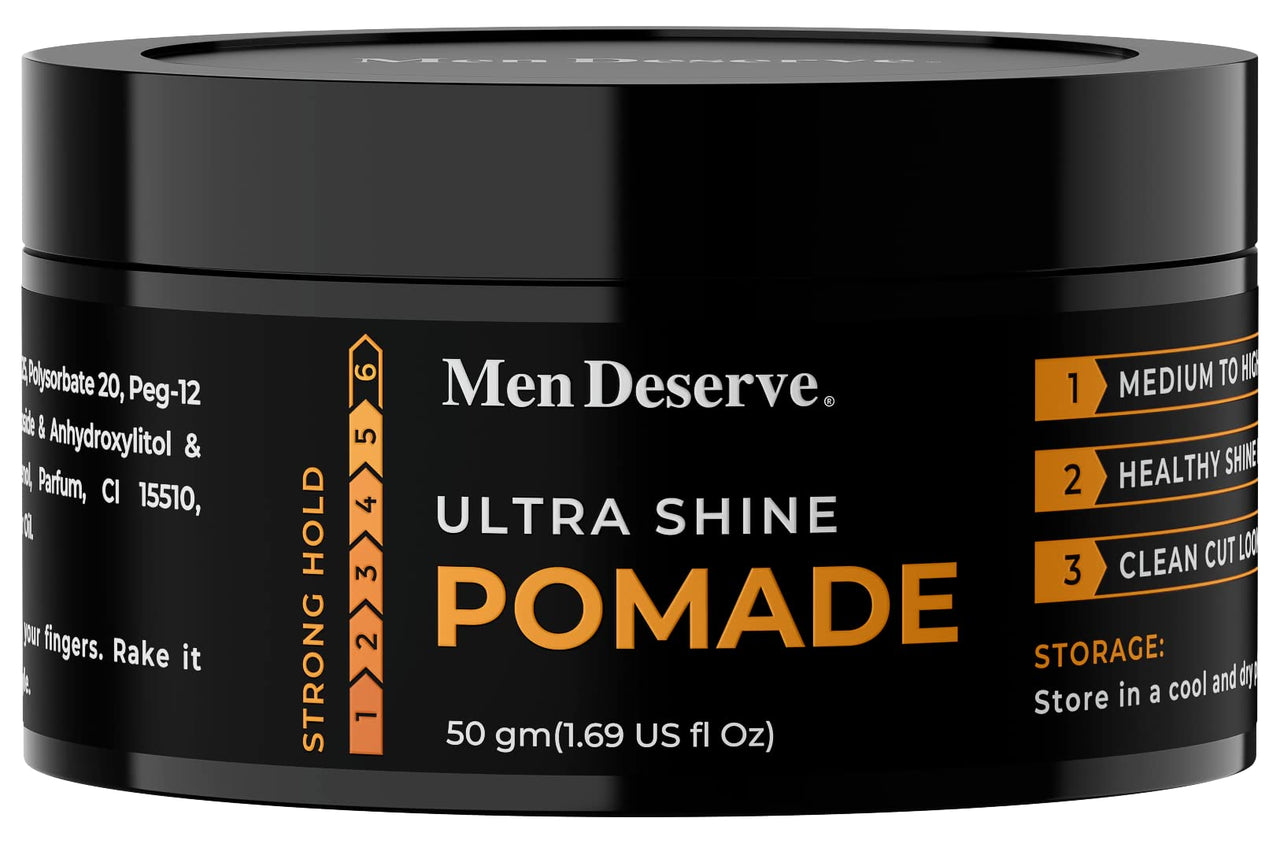 Men Deserve Hair Styling Ultra Shine Pomade for Strong Hold and Wet Look hairstyles | hair wax for men | Pomade for men (50gm)
