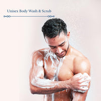 Blue Nectar Exfoliating Body Wash & Scrub for Rough & Bumpy Skin | Madagascar Vanilla Tan Removal Body Scrub for Women & Men (10 herbs, 250ml)