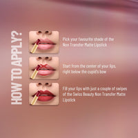 Swiss Beauty Non-Tranfer Matte Lipstick, Smooth & Waterproof, Bold Wine, 2g