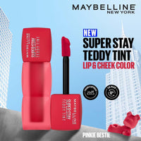Maybelline New York Super Stay Teddy Tint - Lip and Cheek Color, Pinkie Bestie, 5ml |Teddy Soft Matte up to 12Hr |Multi Use |Comfortable Long wear formula |Buildable |Natural flushed look in one swipe